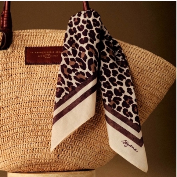 Sezane Accessories - Sezane Leopard Print Scarf - Brown and Cream